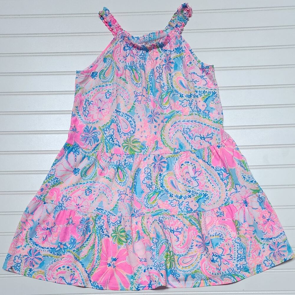 Lilly Pulitzer Girls Mini Loro Multi Flock Full Of Fun Dress Size L (8-10)